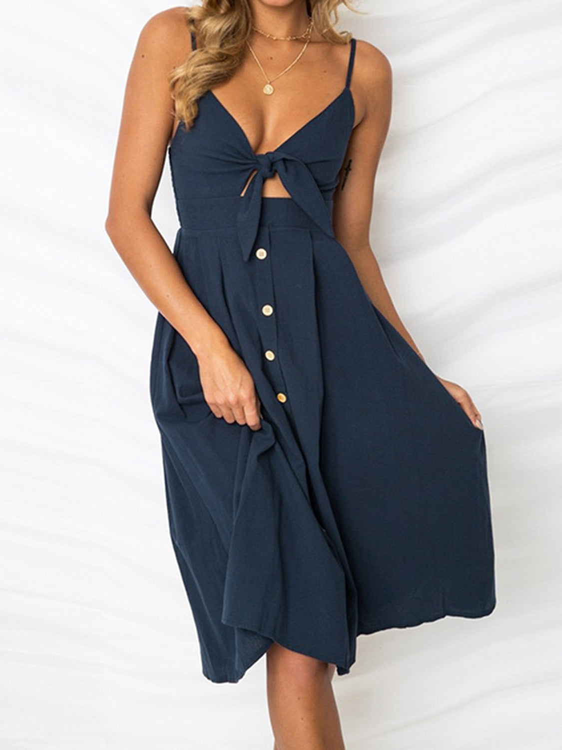 Cutout Smocked Sweetheart Neck Cami Dress Trendsi