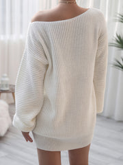 Rib-Knit Mini Sweater Dress Trendsi