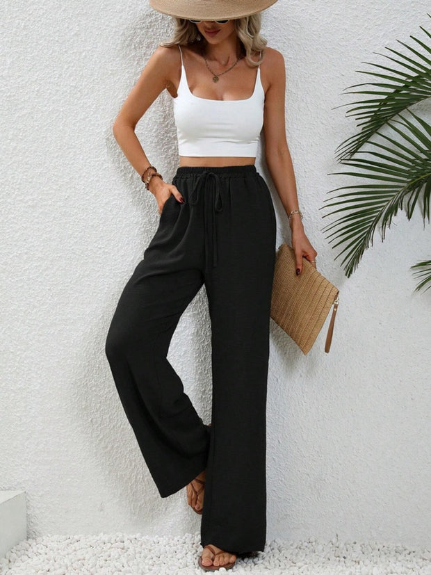 Wide Leg Drawstring Pants Trendsi