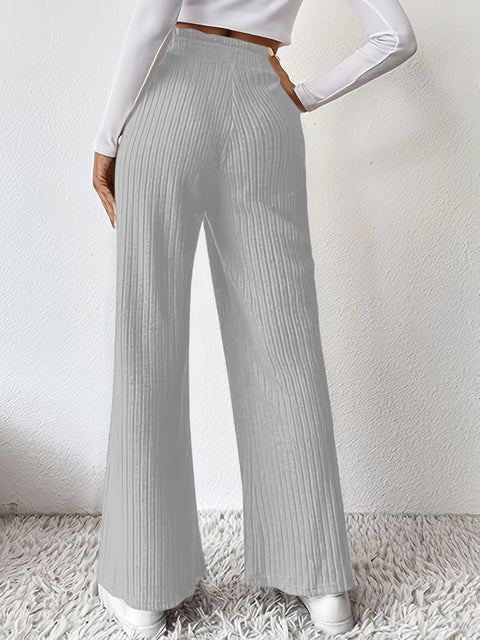 Ribbed High Waist Pants Trendsi