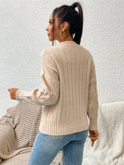 Round Neck Long Sleeve Sweater Trendsi