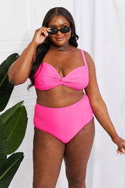 Marina West Swim Take A Dip Twist High-Rise Bikini in Pink Trendsi