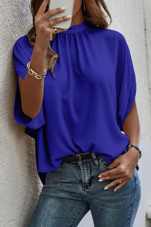 Tie Back Slit Half Sleeve Blouse Trendsi