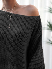 Rib-Knit Mini Sweater Dress Trendsi