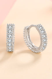 925 Sterling Silver Inlaid Moissanite Huggie Earrings Trendsi