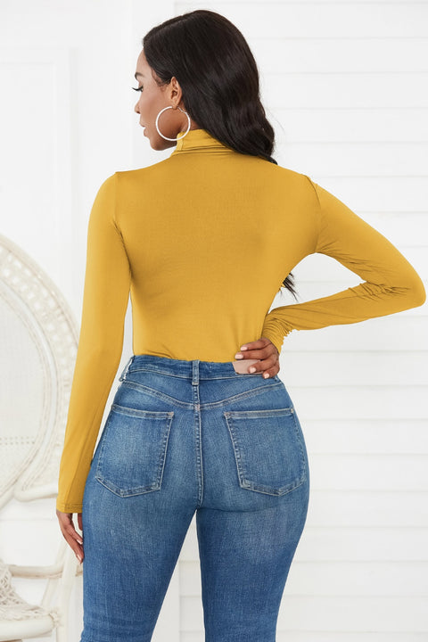 Turtleneck Long Sleeve Bodysuit Trendsi