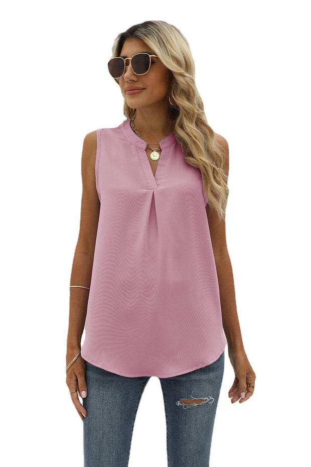 Sleeveless Notched Neck Top