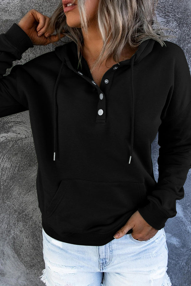 Dropped Shoulder Long Sleeve Hoodie with Pocket Trendsi