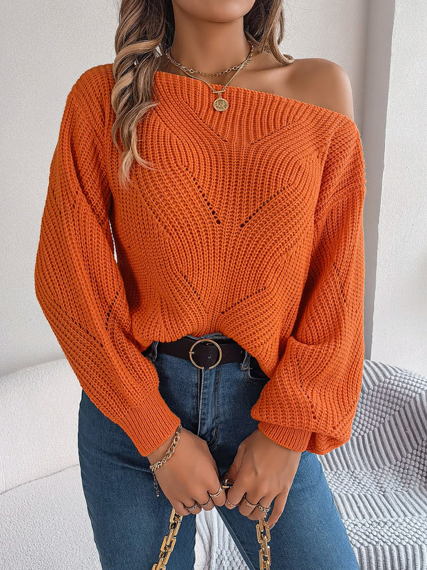 Openwork Long Sleeve Sweater Trendsi