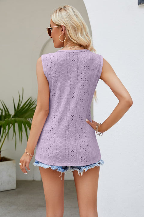 Spliced Lace V-Neck Tank Trendsi