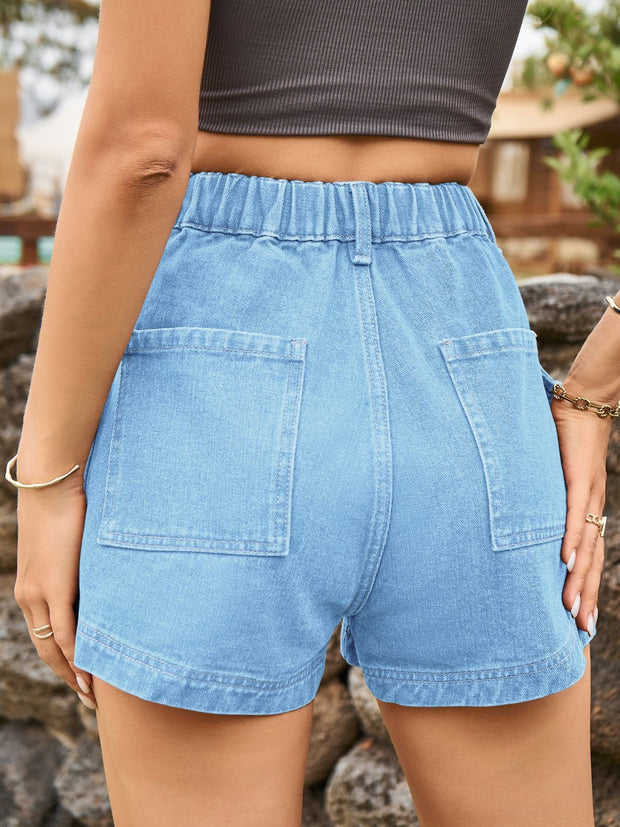 High Waist Denim Shorts with Pockets Trendsi