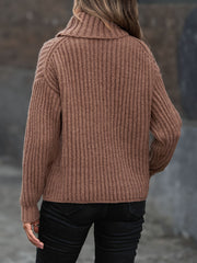 Turtleneck Rib-Knit Sweater Trendsi