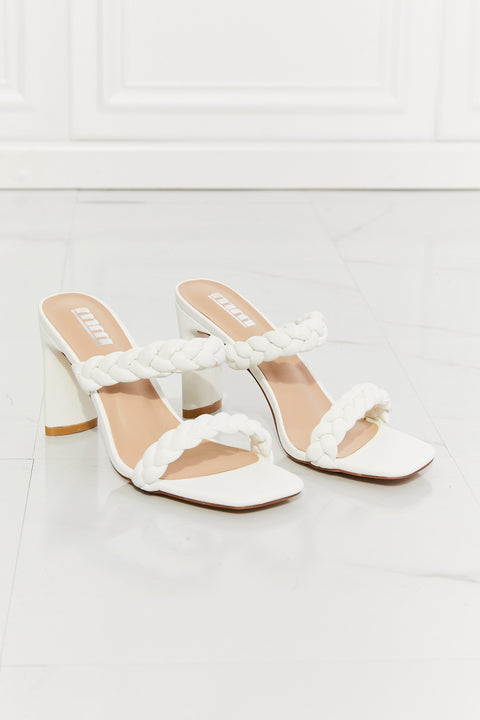 MMShoes In Love Double Braided Block Heel Sandals in White