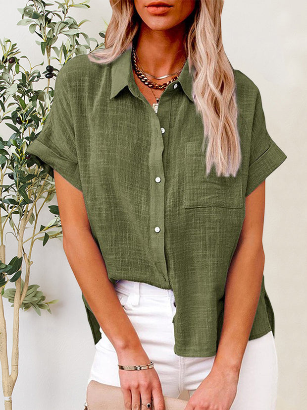 Button Up Short Sleeve Shirt Trendsi