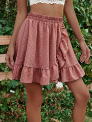 Ruffle Hem Elastic Waist Mini Skirt Trendsi