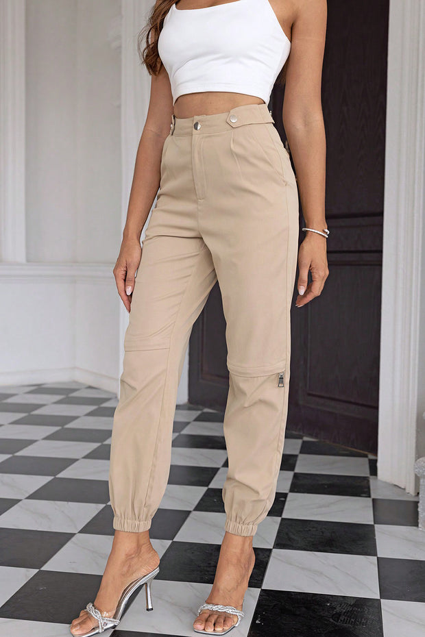 High Waist Pants with Pockets Trendsi