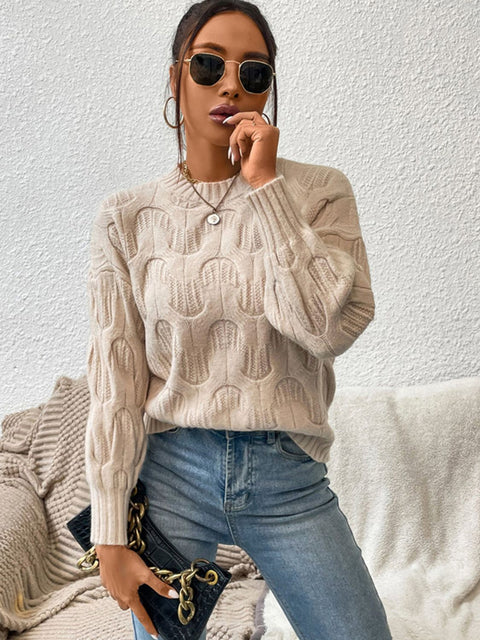 Round Neck Long Sleeve Sweater Trendsi