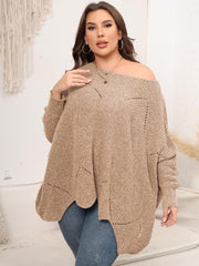 Plus Size Round Neck Batwing Sleeve Sweater Trendsi