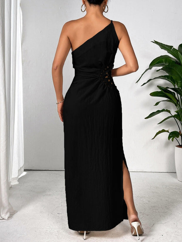 Slit One Shoulder Sleeveless Maxi Dress Trendsi