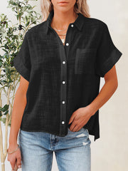 Button Up Short Sleeve Shirt Trendsi