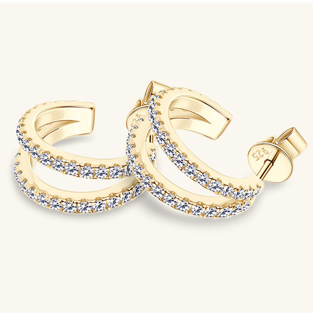 Moissanite 925 Sterling Silver C-Hoop Earrings Trendsi