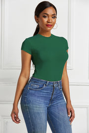 Round Neck Short Sleeve Bodysuit Trendsi