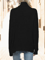 Turtleneck Drop Shoulder Long Sleeve Sweater Trendsi