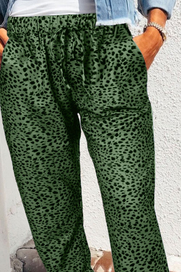 Double Take Leopard Print Joggers with Pockets Trendsi