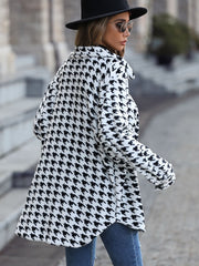 Houndstooth Button Down Jacket Trendsi