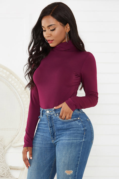 Turtleneck Long Sleeve Bodysuit Trendsi