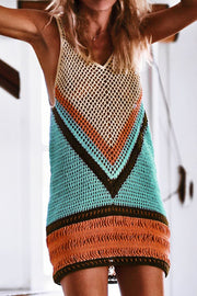 Openwork V-Neck Tank Knit Cover Up Trendsi