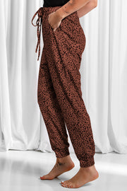 Full Size Leopard Drawstring Pocketed Pants Trendsi