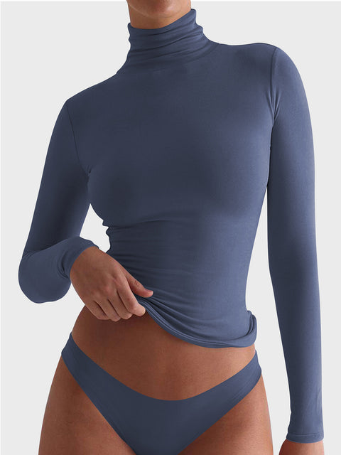 Turtleneck Long Sleeve T-Shirt Trendsi