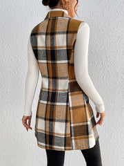 Plaid Lapel Collar Vest Trendsi