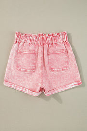 Paperbag Waist Denim Shorts Trendsi