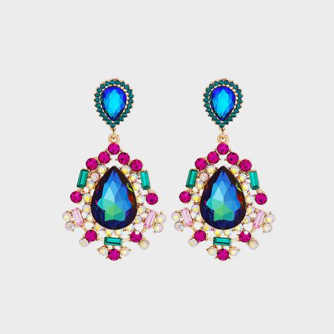 Teardrop Shape Rhinestone Alloy Dangle Earrings Trendsi