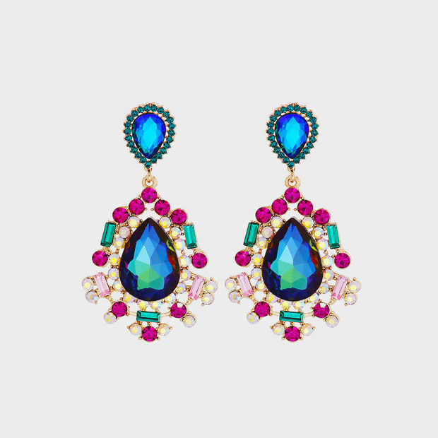 Teardrop Shape Rhinestone Alloy Dangle Earrings Trendsi