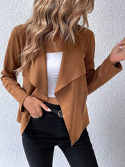 Collared Neck Long Sleeve Jacket Trendsi