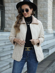 Snap Down Collared Jacket Trendsi