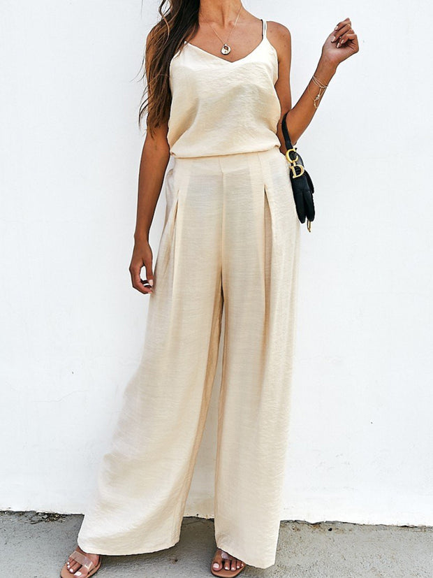 Spaghetti Strap Cami and Wide Leg Pants Set Trendsi