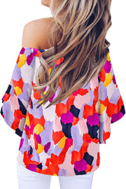 Tied Printed Off-Shoulder Half Sleeve Blouse Trendsi