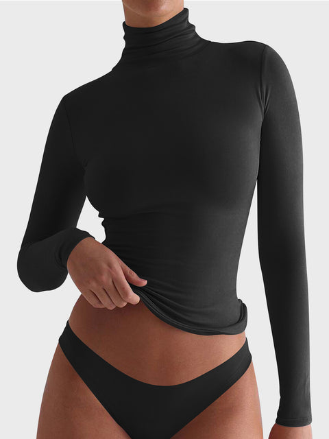 Turtleneck Long Sleeve T-Shirt Trendsi