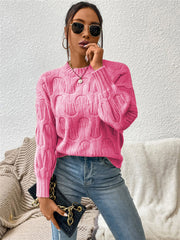 Round Neck Long Sleeve Sweater Trendsi