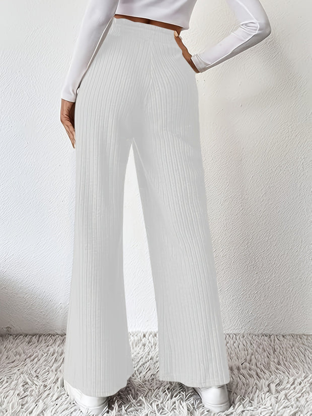 Ribbed High Waist Pants Trendsi