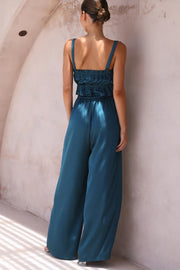 Ruffled Sleeveless Top and Wide Leg Pants Set Trendsi