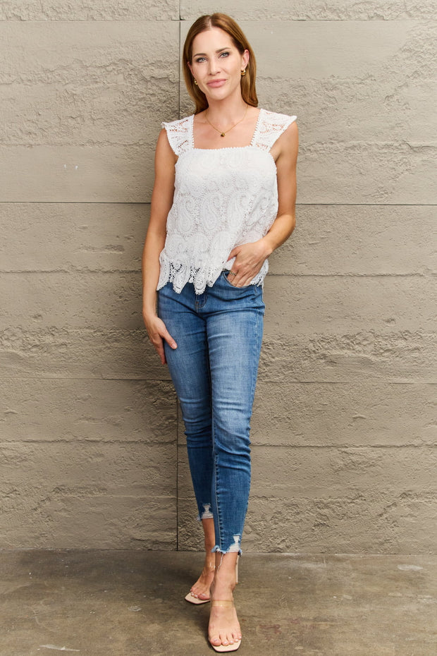 Lace Detail Square Neck Tank Top