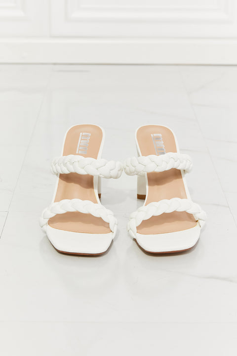 MMShoes In Love Double Braided Block Heel Sandals in White