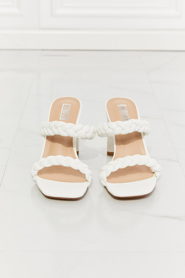 MMShoes In Love Double Braided Block Heel Sandals in White