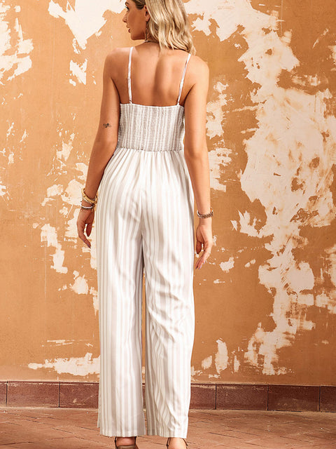 Sleeveless Tie Front Wide Leg Jumpsuit Trendsi