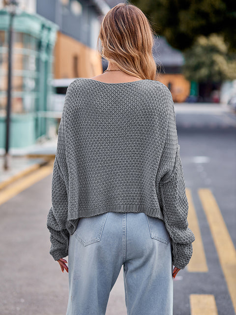 Round Neck Cable-Knit Sweater Trendsi